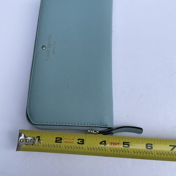 Kate Spade Wallet Light Blue 8''x4''x1'' Blue Cow Leather Zip Around‎ Logo boho - Picture 5 of 14